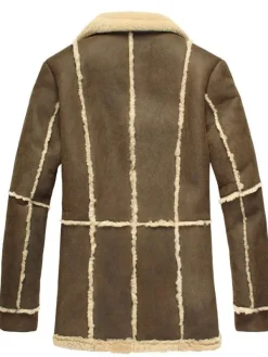 Asal Vision Men Coats | Mens Reacher Style Sheepskin Leather Coat Brown