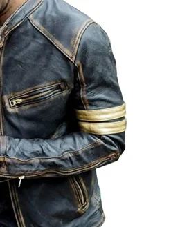 Asal Vision Black Jackets | Biker Jackets | Men’s Real Leather Distressed Motorcycle Jacket Black