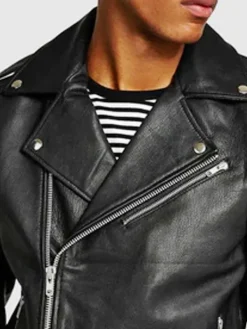 Asal Vision Black Jackets | Biker Jackets | Men’s Real Leather Slim Fit Biker Jacket Black