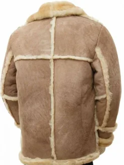 Asal Vision Men Coats | Men’s Shearling Leather Coat Sand Brown