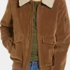 Asal Vision Brown Jackets | Suede Jackets | Mens Shearling Collar Suede Leather Bomber Jacket Brown
