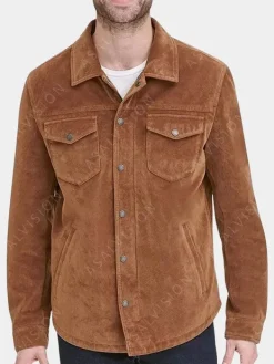 Asal Vision Brown Jackets | Suede Jackets | Mens Shirt Style Suede Leather Jacket Brown