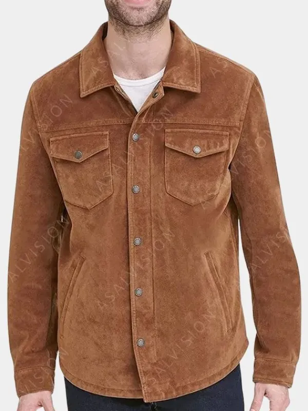 Asal Vision Brown Jackets | Suede Jackets | Mens Shirt Style Suede Leather Jacket Brown
