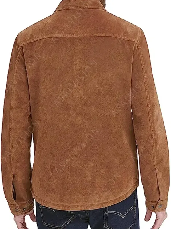 Asal Vision Brown Jackets | Suede Jackets | Mens Shirt Style Suede Leather Jacket Brown