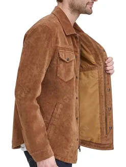 Asal Vision Brown Jackets | Suede Jackets | Mens Shirt Style Suede Leather Jacket Brown