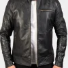 Asal Vision Black Jackets | Cafe Racer Jackets | Mens Simple Motorcycle Leather Jacket Black