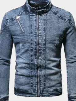 Asal Vision Denim Jackets | Mens Slim Fit Style Denim Jacket Ice Blue