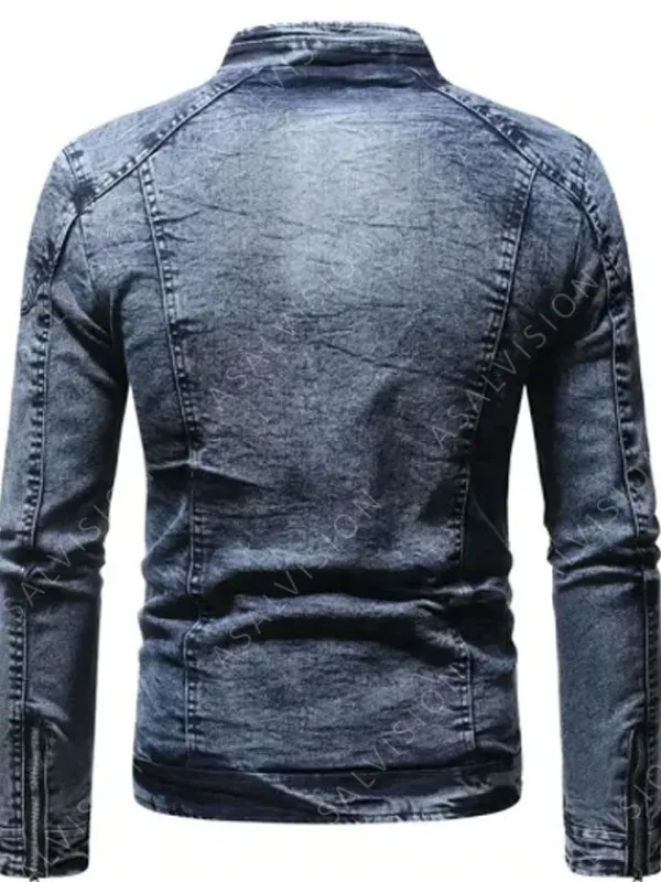 Asal Vision Denim Jackets | Mens Slim Fit Style Denim Jacket Ice Blue