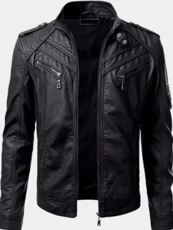 Asal Vision Black Jackets | Biker Jackets | Men’s Slim-Fit Leather Biker Jacket Black