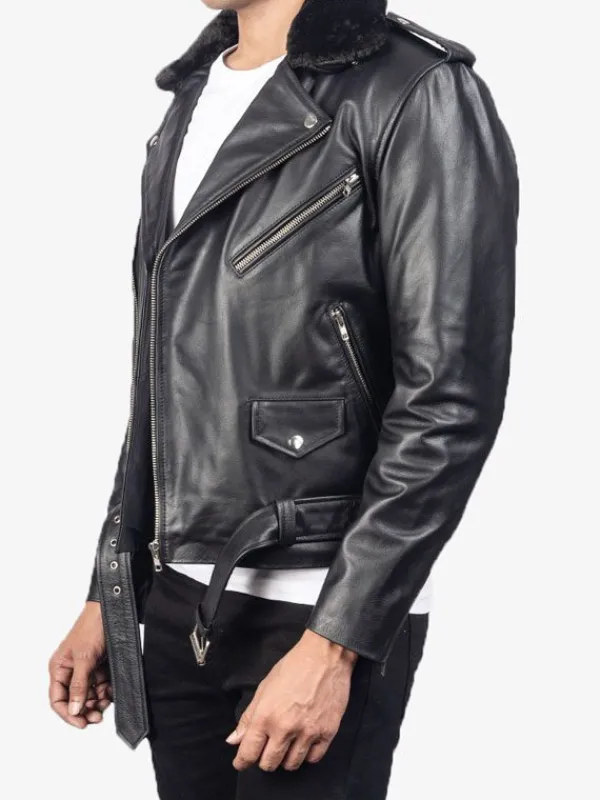 Asal Vision Black Jackets | Biker Jackets | Men’s Smooth Color Motorcycle Leather Jacket Black