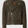Asal Vision Suede Jackets | Quilted Jackets | Mens Suede Leather Biker Jacket Olive Green