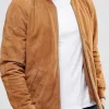 Asal Vision Brown Jackets | Suede Jackets | Mens Suede Leather Bomber Flight Jacket Tan Brown