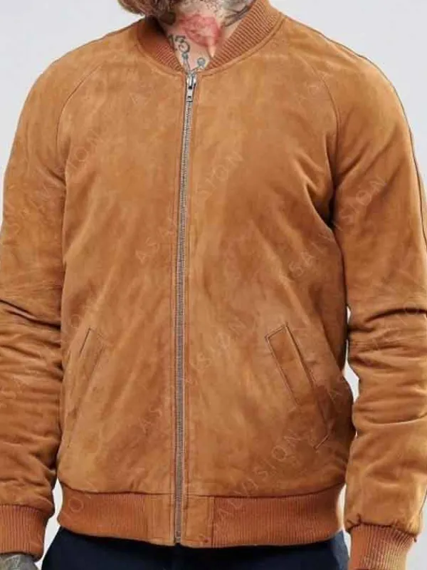 Asal Vision Brown Jackets | Suede Jackets | Mens Suede Leather Bomber Flight Jacket Tan Brown