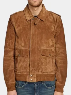 Asal Vision Brown Jackets | Suede Jackets | Mens Suede Leather Bomber Jacket Tan Brown