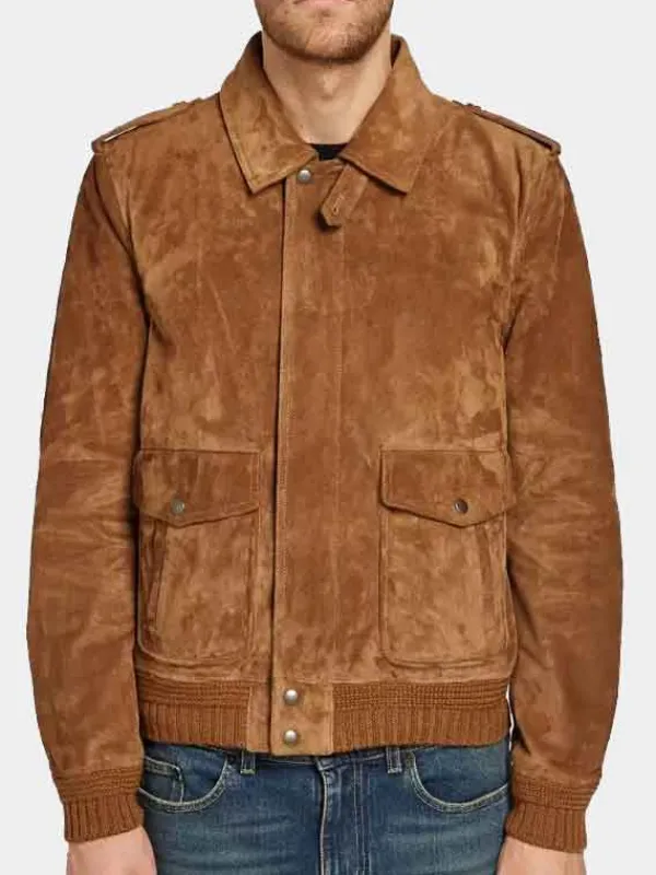 Asal Vision Brown Jackets | Suede Jackets | Mens Suede Leather Bomber Jacket Tan Brown