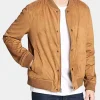 Asal Vision Brown Jackets | Bomber Jackets | Mens Suede Leather Baseball Jacket Tan Brown
