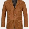 Asal Vision Blazers | Brown Jackets | Mens Suede Leather Blazer Tan Brown