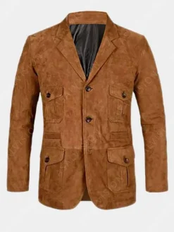 Asal Vision Blazers | Brown Jackets | Mens Suede Leather Blazer Tan Brown