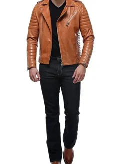 Asal Vision Brown Jackets | Quilted Jackets | Men’s Tan Quilted And Padded Motorcycle Jacket Tan Color