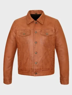 Asal Vision Trucker Jackets | Leather Jackets | Men’s Trucker Leather Jacket Tan