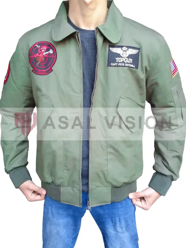 Asal Vision Cotton Jackets | Men’s Top Gun 2 Tom Cruise Jacket Green