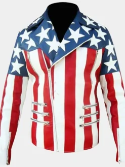 Asal Vision Leather Jackets | Mens US Flag Leather Jacket Same As Image