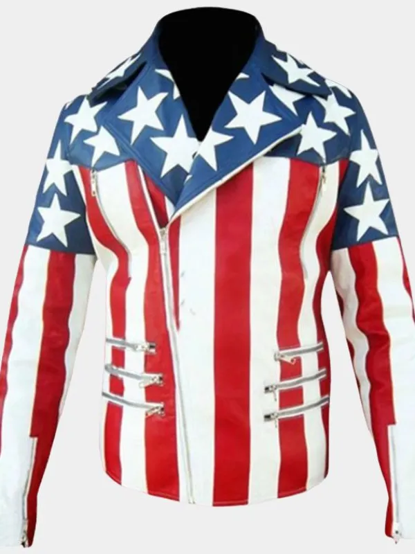 Asal Vision Leather Jackets | Mens US Flag Leather Jacket Same As Image