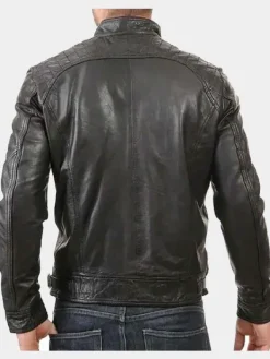 Asal Vision Black Jackets | Cafe Racer Jackets | Mens Vintage Quilted Leather Jacket Black