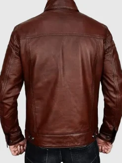 Asal Vision Brown Jackets | Trucker Jackets | Mens Vintage Leather Trucker Jacket Brown