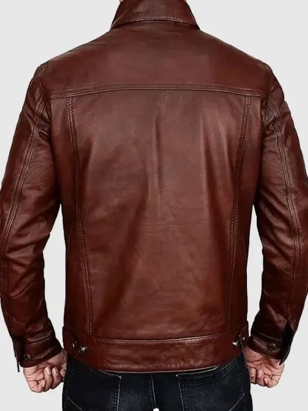 Asal Vision Brown Jackets | Trucker Jackets | Mens Vintage Leather Trucker Jacket Brown