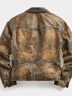 Asal Vision Brown Jackets | Biker Jackets | Men’s Vintage Biker Leather Jacket Distressed Brown