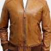 Asal Vision Brown Jackets | Bomber Jackets | Mens Waxed Real Leather Brown Jacket Tan Brown
