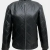 Asal Vision Black Jackets | Quilted Jackets | Mirra Women’s Quilted Leather Bomber Jacket Black