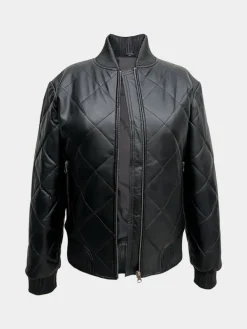 Asal Vision Black Jackets | Quilted Jackets | Mirra Women’s Quilted Leather Bomber Jacket Black