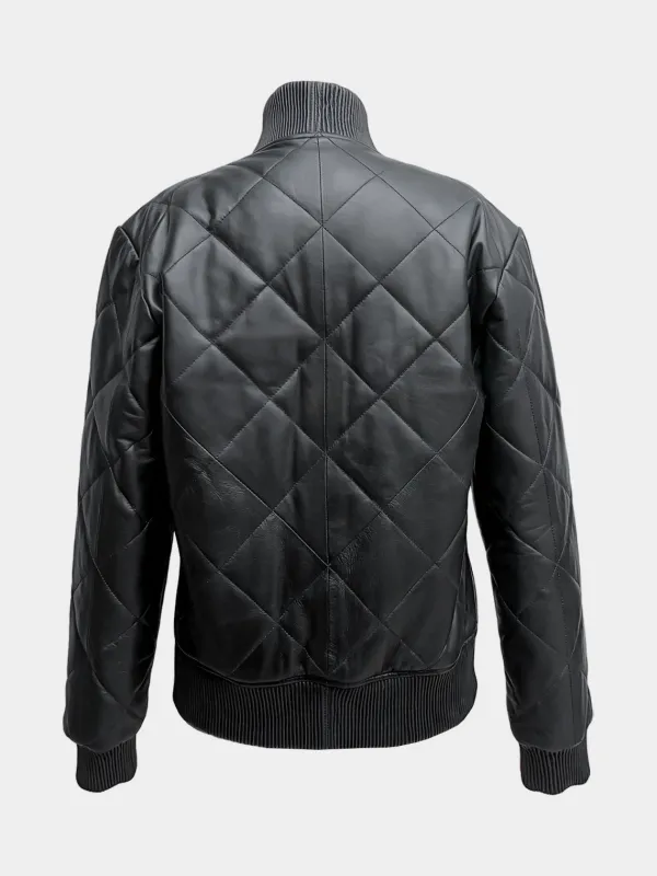 Asal Vision Black Jackets | Quilted Jackets | Mirra Women’s Quilted Leather Bomber Jacket Black