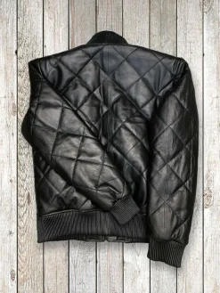 Asal Vision Black Jackets | Quilted Jackets | Mirra Women’s Quilted Leather Bomber Jacket Black