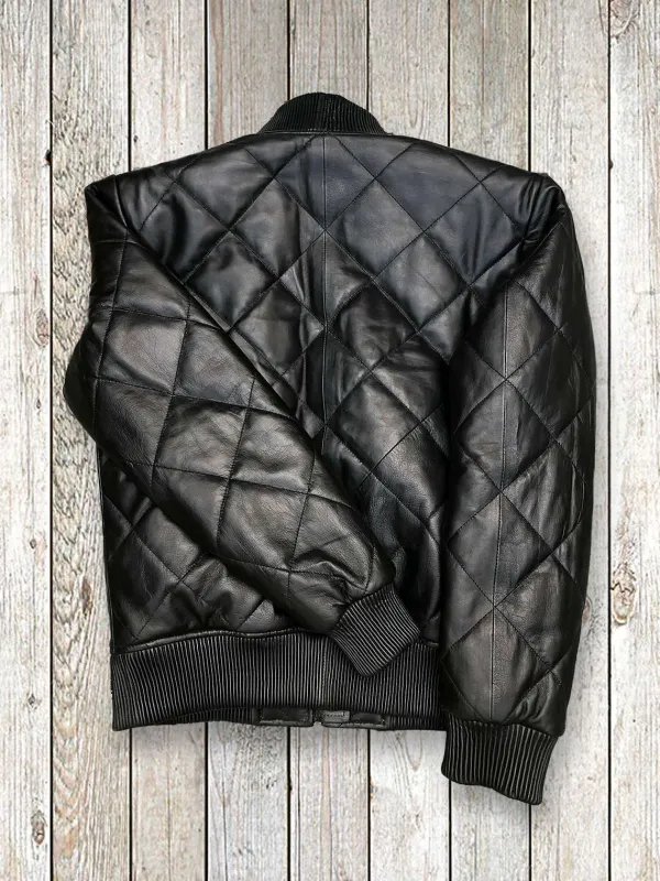 Asal Vision Black Jackets | Quilted Jackets | Mirra Women’s Quilted Leather Bomber Jacket Black