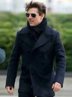 Asal Vision Men Coats | Mission Impossible 6 Tom Cruise Wool Peacoat Navy Blue