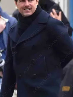 Asal Vision Men Coats | Mission Impossible 6 Tom Cruise Wool Peacoat Navy Blue
