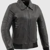 Asal Vision Black Jackets | Bomber Jackets | Moto Leather Bomber Jacket For Women Black