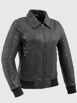 Asal Vision Black Jackets | Bomber Jackets | Moto Leather Bomber Jacket For Women Black