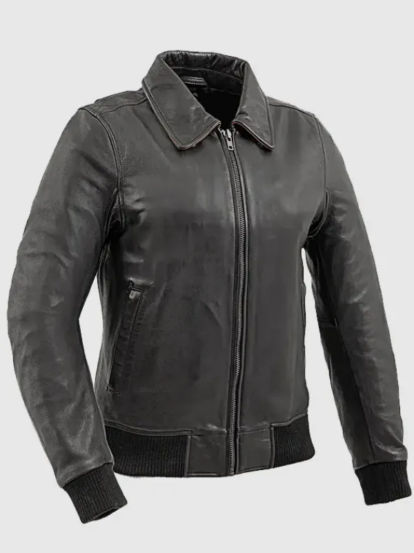 Asal Vision Black Jackets | Bomber Jackets | Moto Leather Bomber Jacket For Women Black