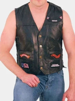 Asal Vision Vests | Motorcycle Leather Vest Brown