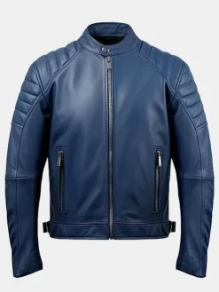Asal Vision Blue Jackets | Cafe Racer Jackets | Motorcycle Men’s Blue Leather Jacket