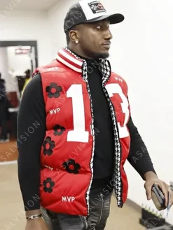 Asal Vision Vests | MVP Deebo Samuel Brock Purdy Red Puffer Vest Red With Printed Design