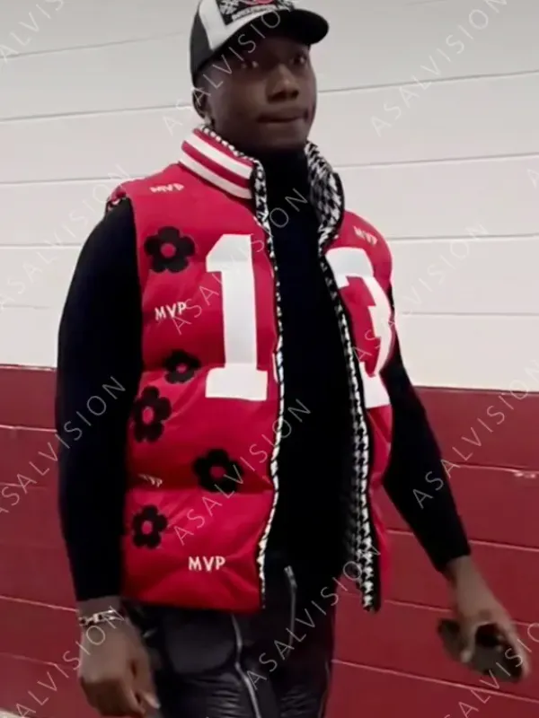 Asal Vision Vests | MVP Deebo Samuel Brock Purdy Red Puffer Vest Red With Printed Design