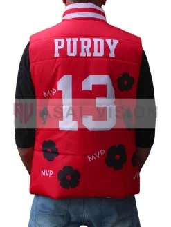 Asal Vision Vests | MVP Deebo Samuel Brock Purdy Red Puffer Vest Red With Printed Design