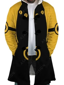 Asal Vision Men Coats | Naruto Six Paths Sage Kyuubi Mode Dream Cloak Coat Black And Yellow