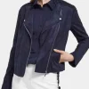 Asal Vision Suede Jackets | Biker Jackets | Suede Biker Jacket For Womens Navy Blue