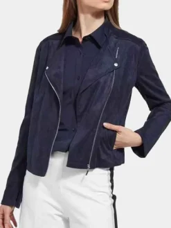 Asal Vision Suede Jackets | Biker Jackets | Suede Biker Jacket For Womens Navy Blue